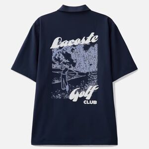 NWT Lacoste Men's Ultra Dry Printed Stretch Golf Shirt Navy Blue Size M/L